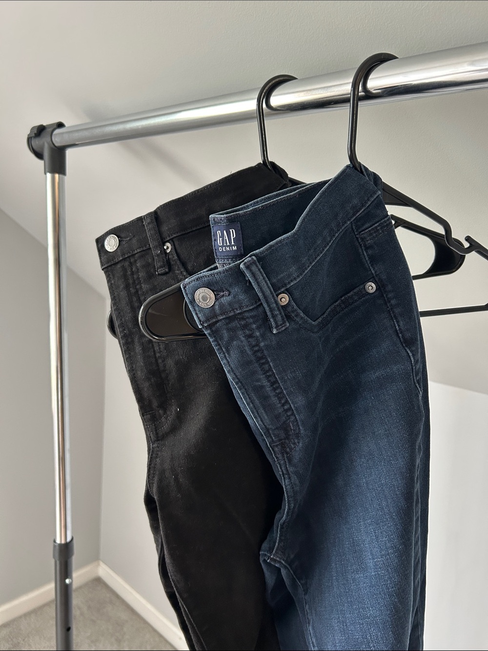Bundle of 2 GAP Skinny Jeans in Black and Dark Blue. 26 TALL